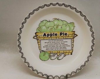 Vintage Ceramic Apple Pie Plate Recipe Pie Plate