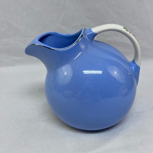 A Vintage Hall Royal Rose Cadet Blue Ball Pitcher