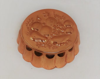 Vintage Copper Jello Mold Fruit Design