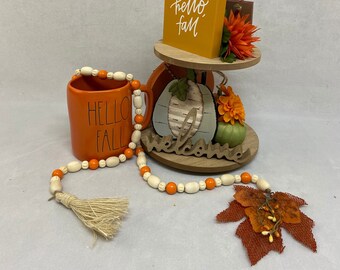 Wood Bead Garland With Tassel, Fall Decor