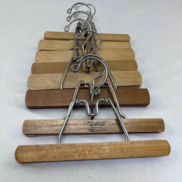 Vintage Wood Pant Hanger Skirt Hanger, Set of 8