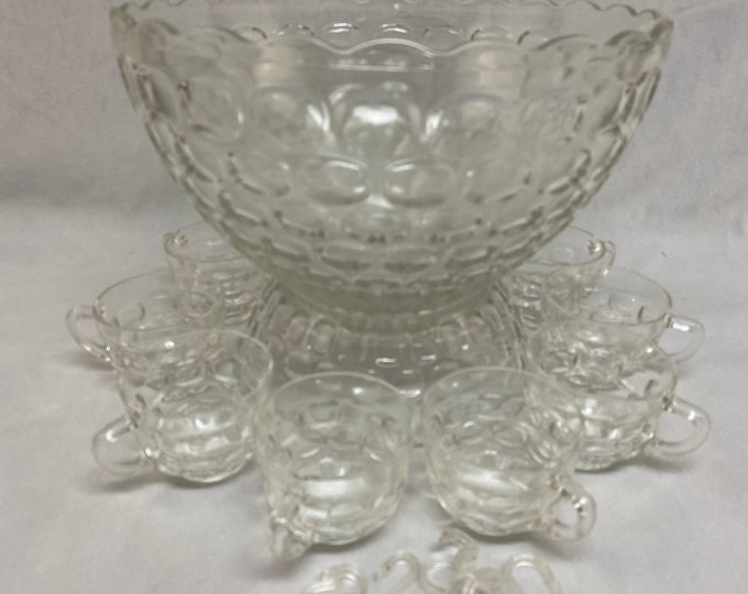 Vintage Jubilee Punch Set Federal Glass Punch Bowl With Etsy