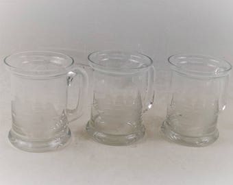 Ship Etched Beer Glasses Cocktail, Set of 3