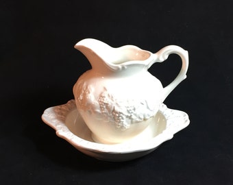 Vintage Lefton Ivory Fruit Design Creamer and Plate