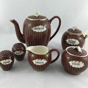 Vintage Relco Creation Japan Coffee Set With Matching Salt & Pepper, Hand Painted
