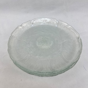 Vintage Arcoroc Glass Dinner Plates, Fleur Pattern, Set of 4