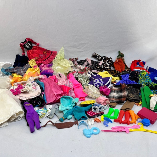 Vintage Lot of Barbie Doll Clothes, Over 60 Items