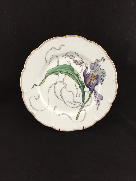 Vintage Haviland Limoges "Fleurs et Rubans" Limited Edition Plate "Orchidee"
