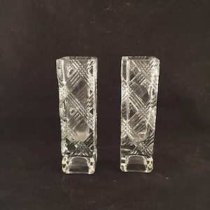 Vintage Lead Crystal Vases, Set of 2