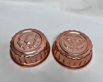 Vintage Copper Tone Aluminum Jello Molds 2 Piece Set