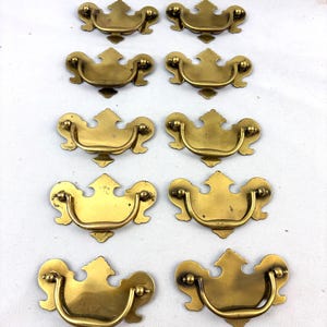 Vintage Chippendale Style Brass Drawer Pulls Set of 10