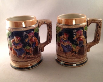 Vintage Hand Painted Beer Steins Made In Japan