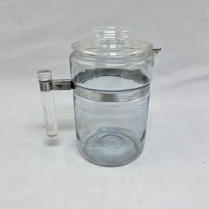Vintage, Antique Pyrex Flameware Blue Tint Coffee Pot 7826-B 6 Cup