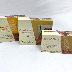 Vintage Singer Professional Buttonholer, Special Discs and Attachments With Box and Instruction Booklet image 6