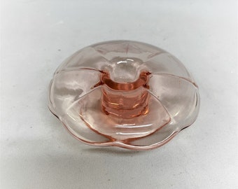 Vintage Pink Glass Candle Holder