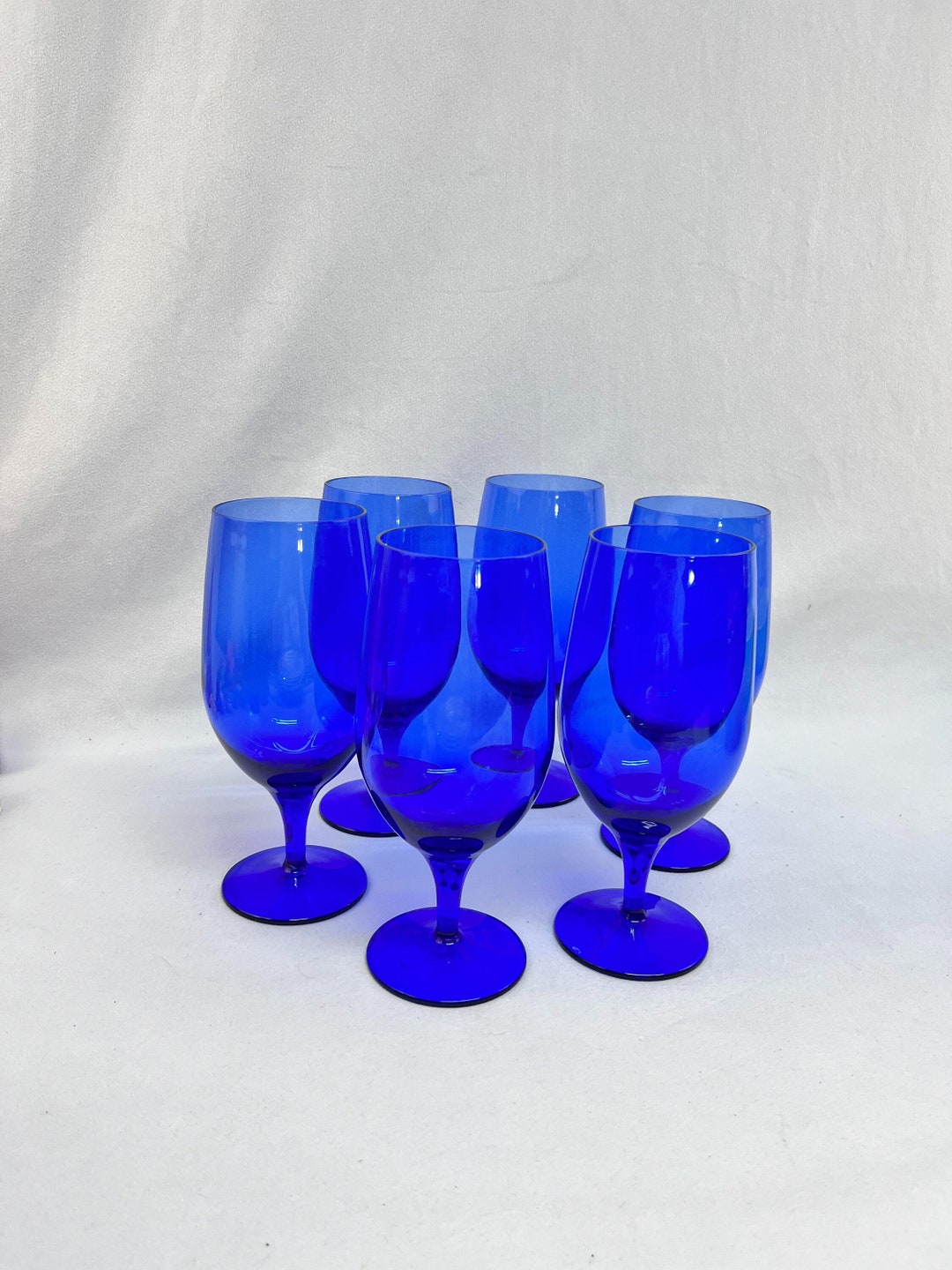 Vintage Cobalt Blue Wine Glasses, Set of 6 Etsy