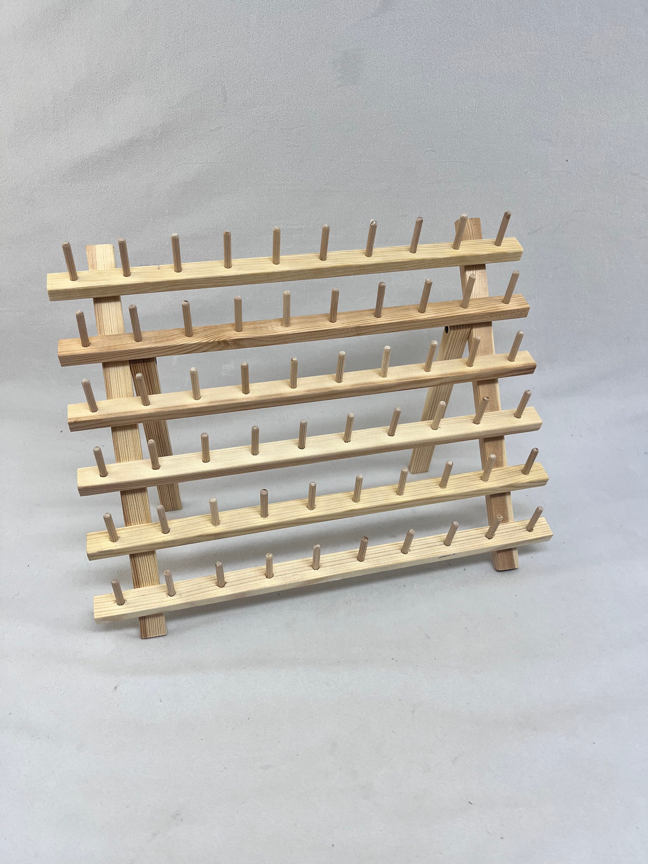 Wood Bobbin Spools 8-Reel Wooden Thread Stand Holder Sewing