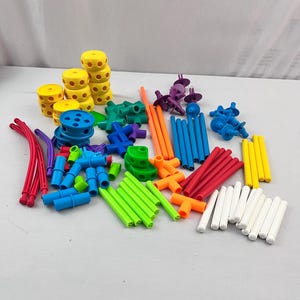 Vintage Playskool Original Tinkertoy, Bulk Set of 100 Pieces