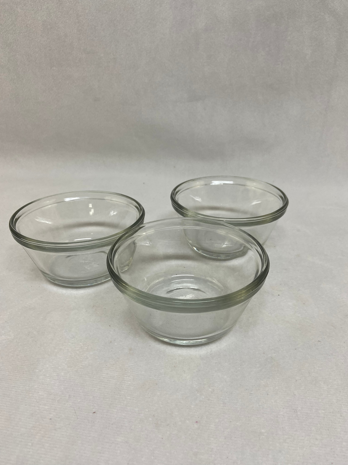Vintage Anchor Hocking Clear Glass Custard Bowls Set of 3 Etsy
