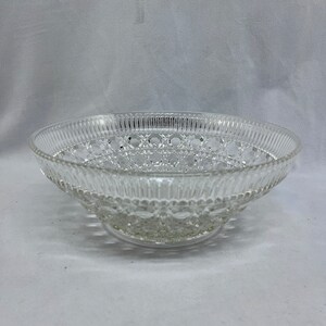 Vintage Diamond Cut Crystal Bowl, Large Salad Bowl, Serving Bowl
