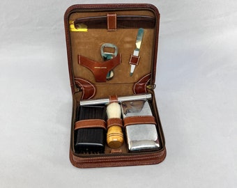 Vintage Men's Leather Toiletry, Grooming, Travel Kit