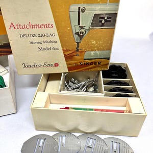 Vintage Singer Professional Buttonholer, Special Discs and Attachments With Box and Instruction Booklet image 4