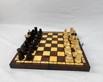 Vintage Small Wood Chess Game Board/Storage Box