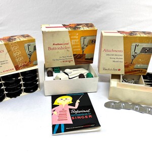 Vintage Singer Professional Buttonholer, Special Discs and Attachments With Box and Instruction Booklet image 5