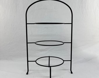 Dark Metal 3 Tier Plate Rack, Pie Rack, Dessert Stand