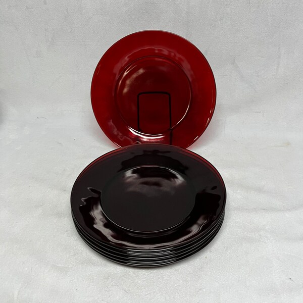 Red Glass Plates Etsy