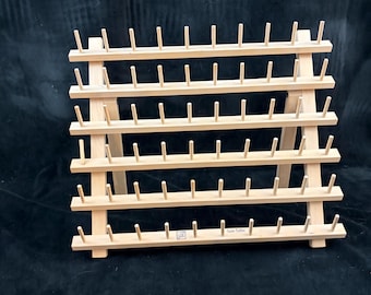 Vintage Wood Sewing Thread Holder, Holds 60 Spools
