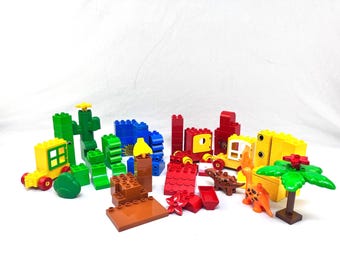 Vintage Lego/Duplo Building Set, Assortment of Blocks, 105 Piece Set