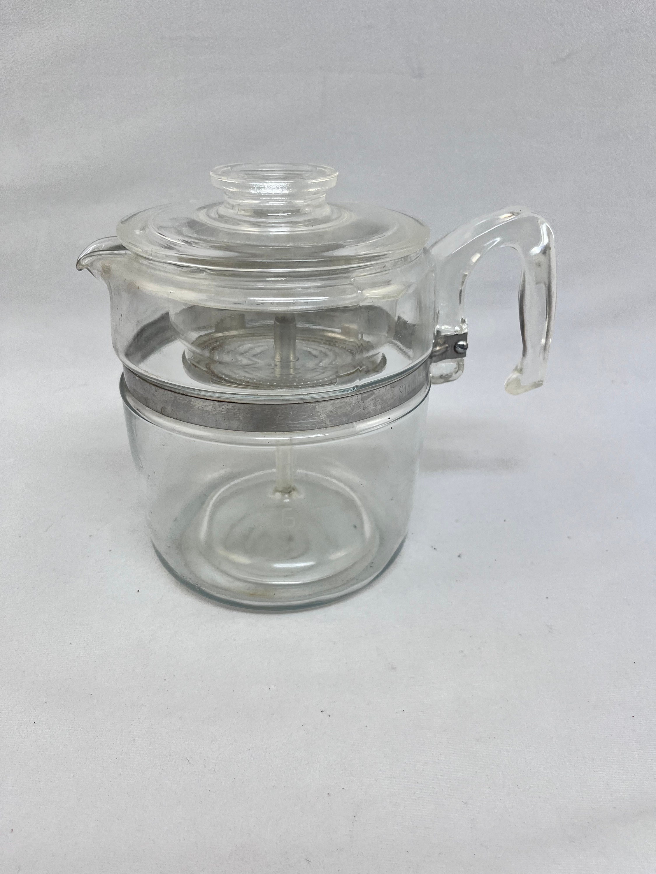 PYREX Flameware 6 Cup Glass Coffee Pot Coffee Percolator All Parts 7756  Vintage Coffee Carafe Retro by Corning Tea Pot Teapot 