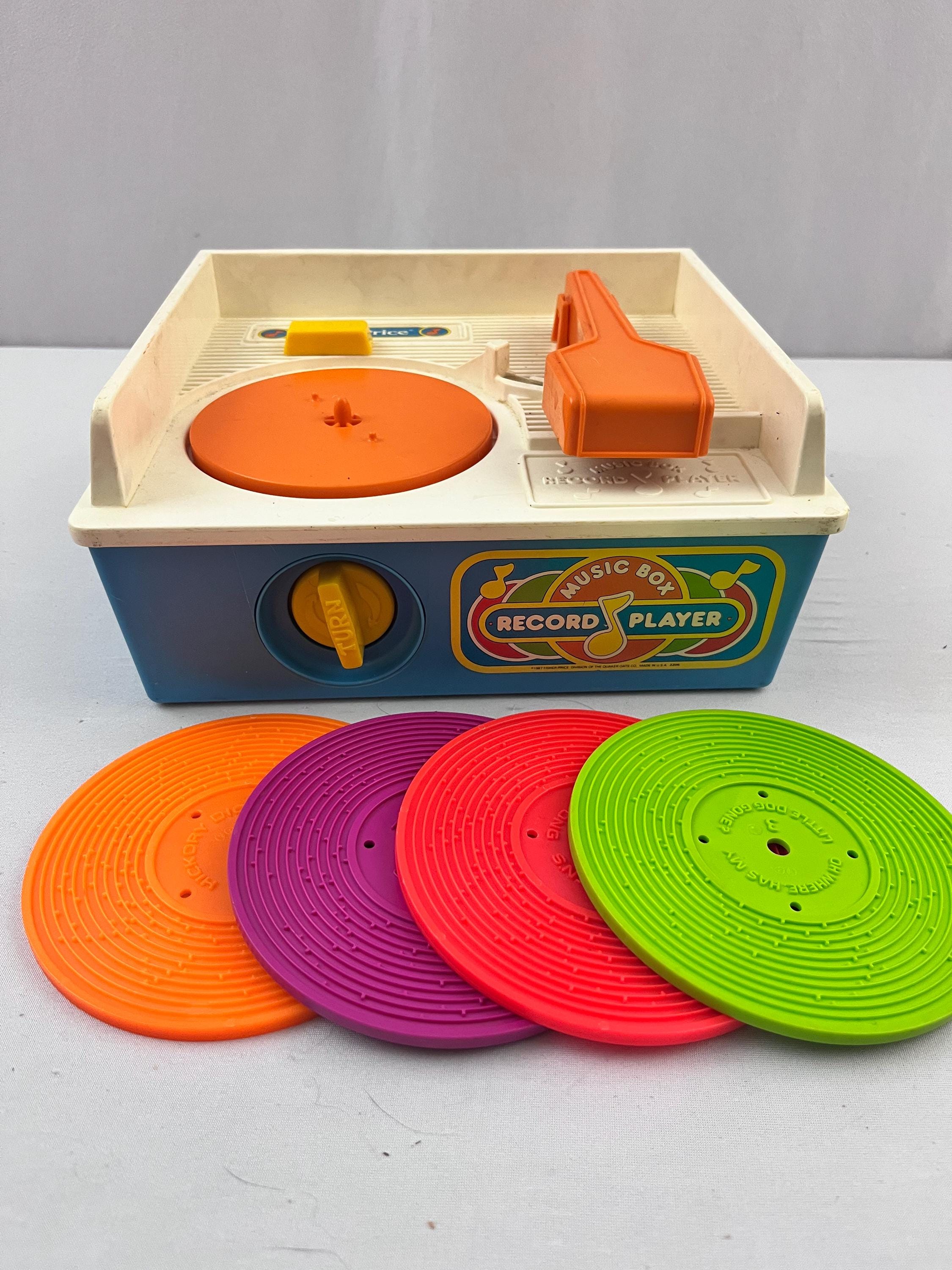 Vintage Fisher Price Music Box Record Player With 4 Records, 1987