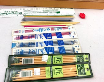 Knitting Needle Wood Case and a Variety of Knitting Needles