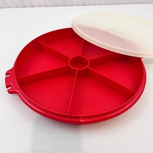 Vintage Tupperware Round Party Platter, Divided Sections, Storage Container
