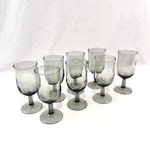 Vintage Gray Wine Glasses, Set of 8