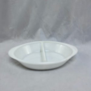 Vintage GlasBake White Milkglass Divided Casserole Dish