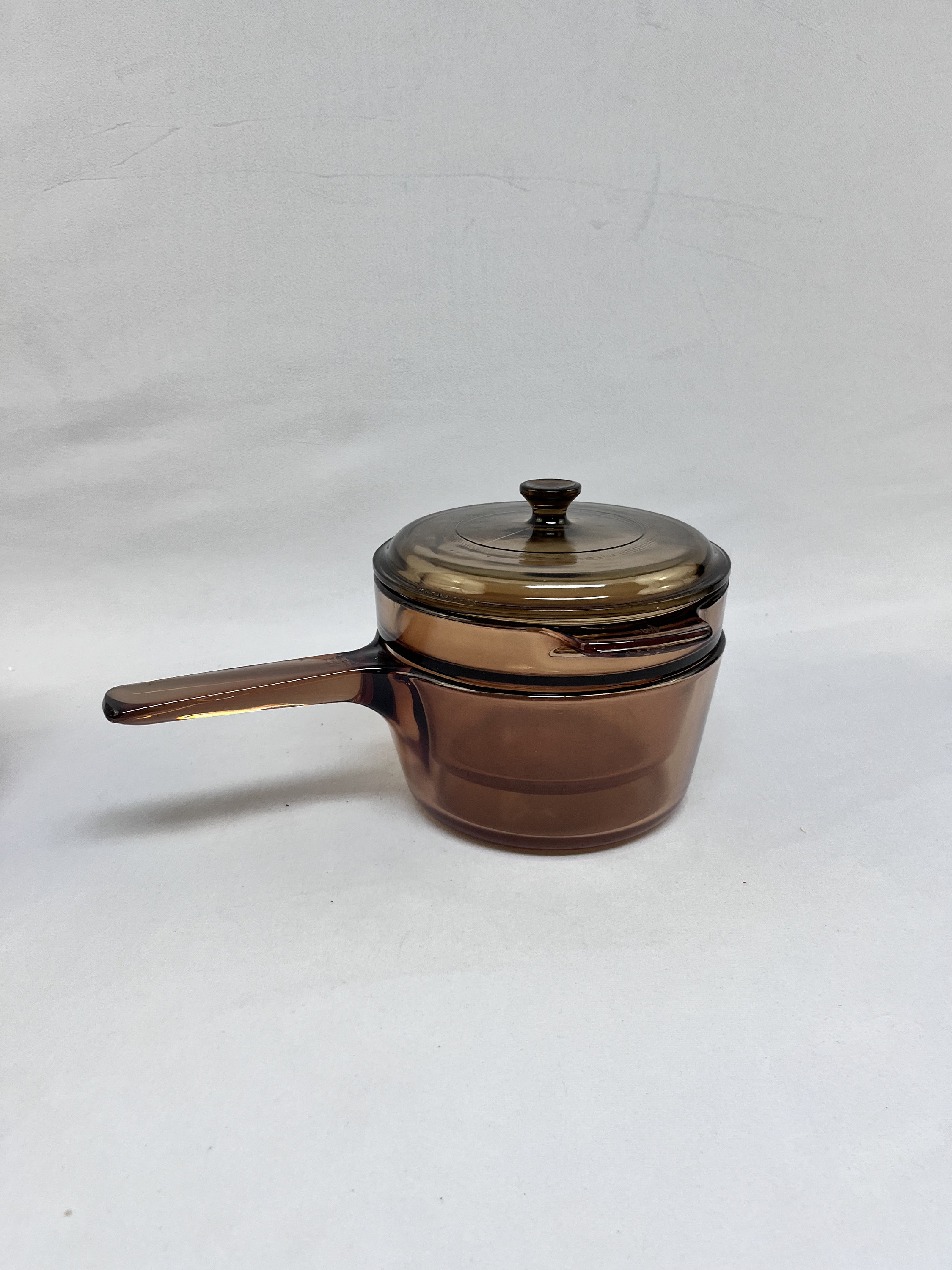 Vision Corningware Double Boiler Pot with lid 3 PC 1.5 L V-20-B Amber  Cookware