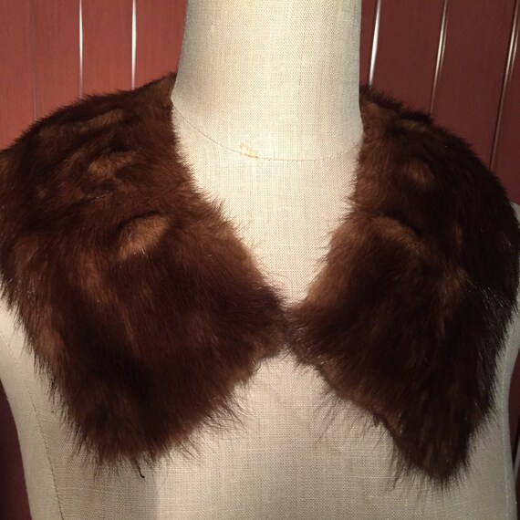 Mid Century Dark Brown Mink Fur Collar, Genuine F… - image 2