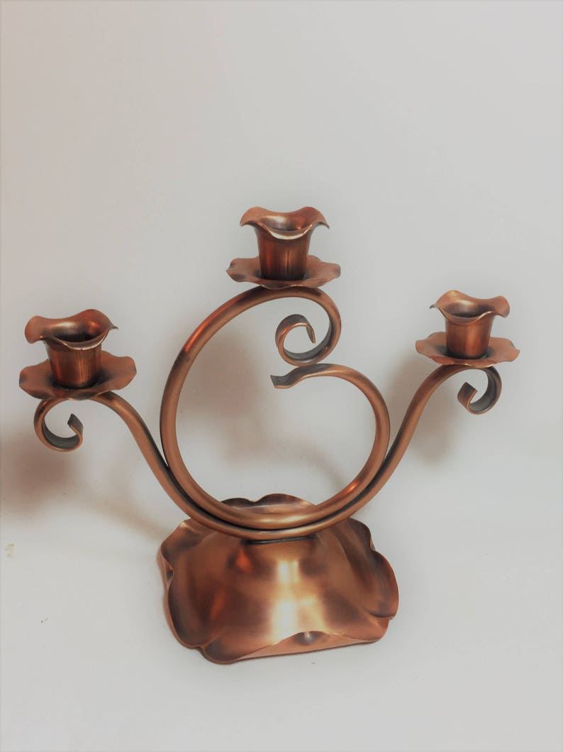Vintage Solid Copper Gregorian Usa Triple Candle Holder Etsy