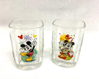 Vintage 2000 McDonalds Disney Mickey Mouse Millenium Glasses, Set of 2