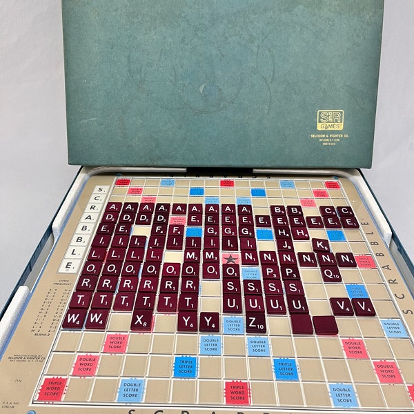 Vintage 1977 Deluxe Scrabble Game With Turntable Board Red Tiles