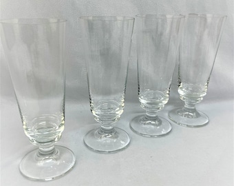 Vintage Clear Pilsner Glasses, Set of 4