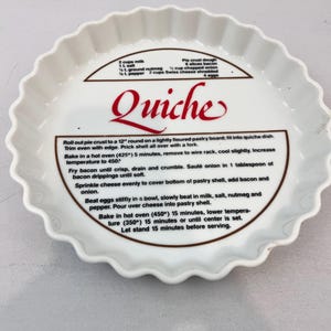 Vintage Ceramic Quiche Dish With Recipe