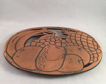 Vintage Copper Fruit DesignTrivet