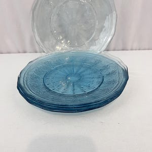 Vintage Arcoroc France Minos Sapphire Glass Salad Plates, Rare, Set of 4