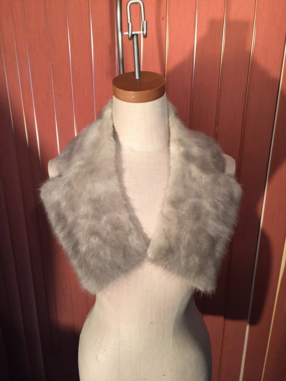 Mid Century Gray Mink Fur Collar, Genuine Fur