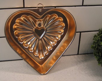 Vintage Kitchen Mould Large Heart Hanging Hardware Jello Mold Starburst Copper colour Hygge Cozy farmhouse baker chef gift urban rustic