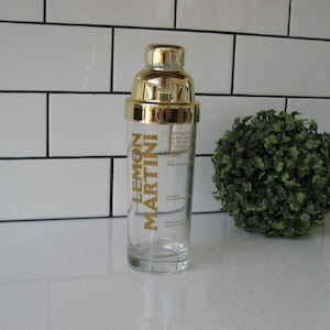 8,5 "Vintage Lemon Martini Cocktail Shaker Rezeptlinien Barwagen Geschenk geschüttelt nicht gerührt Bond Sommer Getränke Party unterhaltsam alte Schule